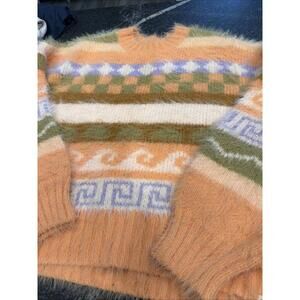 Rip Curl NWT Beach Party Jacquard Crew Sweater S Fuzzy Knit Peach